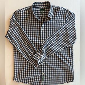 Orvis Men's Athletic Fit  Navy & Cream Plaid Long Sleeve Shirt size Medium